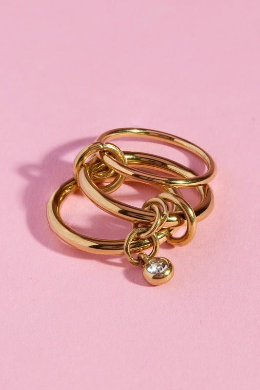 Connected Bond Stacking Ring Rings mure + grand Gold 6 