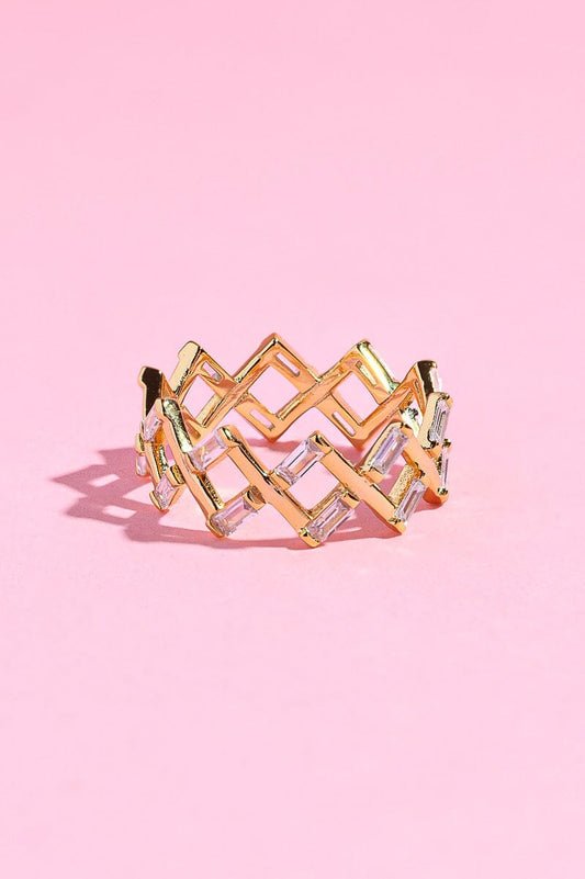 Zig Zag Baguette Sterling Silver Ring Rings mure + grand 